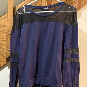 Popular 21 XL Navy Mesh Panel Long Sleeve Top Forever 21 Plus